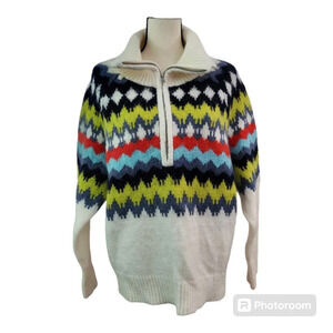Aerie half zip chevron pattern knit sweater Womens Size M